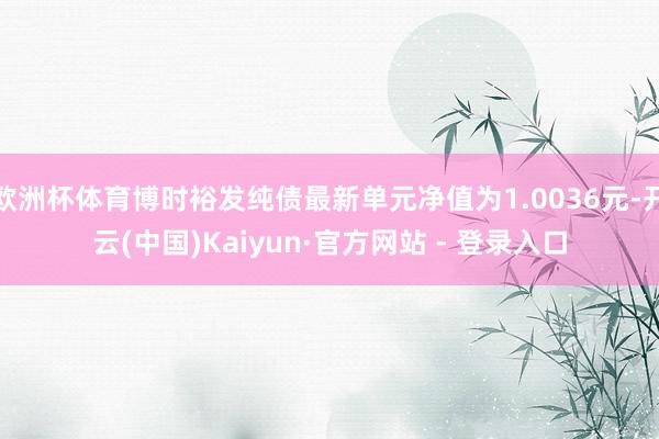 欧洲杯体育博时裕发纯债最新单元净值为1.0036元-开云(中国)Kaiyun·官方网站 - 登录入口