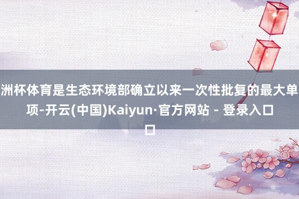 欧洲杯体育是生态环境部确立以来一次性批复的最大单体项-开云(中国)Kaiyun·官方网站 - 登录入口